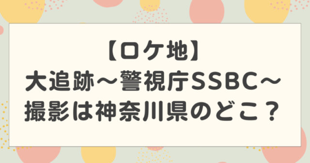 【ロケ地】大追跡警視庁SSBCは神奈川県のどこで撮影？目撃情報も紹介！