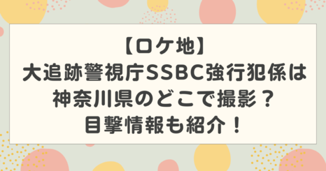 【ロケ地】大追跡警視庁SSBC強行犯係は神奈川県のどこで撮影?目撃情報も紹介!