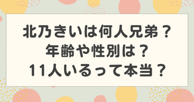 北乃きいは何人兄弟？年齢や性別は？11人いるって本当？